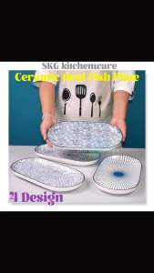12” Microwaveable Japanese Style Ceramic Rectangle Fish Plate Food Plate Pinggan Seramik Ikan 12寸微波炉适用日式陶瓷长方形鱼盘 食物盘