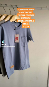 Flashkids Kaos Polos Anak Laki Perempuan Pocket Saku Pendek 4-12 Tahun Cotton Combed 24s Premium