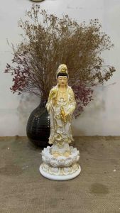 [HCM]Tượng Phật bà Quan âm l/ Thế Chí đứng 38cm composite | Tượng Phật Hoa Tiên