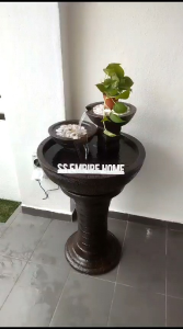 S44 B Brown Curve Feng Shui Water Fountain Curve Pond Kolam Air Sandstone Garden Water Feature Balinese 风水流水喷泉瀑布池 A