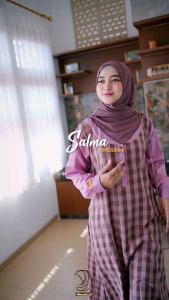 SALMA DRES 1 2 3 4 & 5 - GAMIS KEKINIAN BAHAN KATUN HARUKA MIX TOYOBO MOTIF KOTAK KOTAK BY ANNAIRA.ID