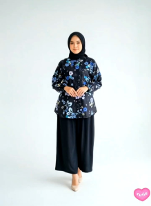 Oneset Nataly Motif Tunik Setelan wanita katun Atasan+Celana