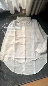 Atasan Kemeja wanita Korea Oversize Linen Shirt Polos