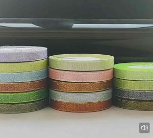 [25 yards] 1cm/10mm Chrome Shining Glitter Ribbon Metalic reben Gift Wrapping DIY Craft Decorate