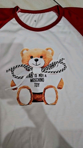 Kaos Wanita Lengan 3/4 & Sablon Tali Sepatu Bear DTF