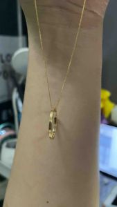 PAWNABLE 18K Saudi Gold Lightweight Foxtail Chain(new thin) with Preloved 18K Gold C Ring/Pendant(thin can also be used as ring(size 7.5)✨