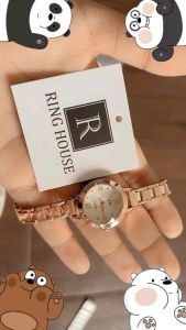 (TẶNG HỘP+PIN) ĐỒNG HỒ NỮ DÂY KIM LOẠI MÀU VÀNG NHỎ MẶT TRÒN ĐẸP RING HOUSE