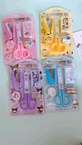5in1 stationary staples scissors sticker tape cute design student school supply