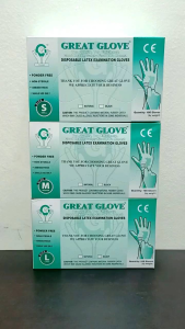1 Box Great Glove Disposable Latex Gloves Small Medium Large