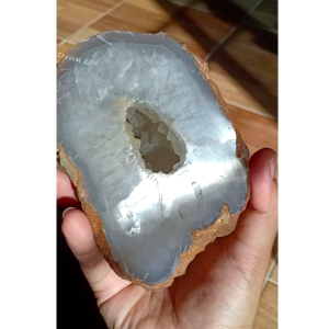 Agate Geode 🌳🏞️ โพรงอาเกต ขนาดใหญ่ druzy หินธรรมชาติ ผลึกควอตซ์ ขนาด 12×8.5 cm สูง 7.5 cm