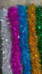 10 Dây Kim Tuyến Trang trí  Dây Kim tuyến Đơn Kết Hình Hoa Mai hoặc Trăng Sao Dùng Trang Trí Tết Noel Sinh Nhật