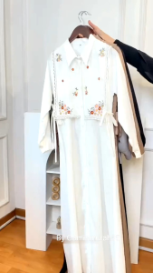LD 140 130 120 110 dst | Maxi Dress Bordir Jumbo Bahan Polo Linen Adem Tebal Ukuran S M L XL XXL XXXL 5L Gamis wanita Korean Style Terbaru -  Dress Kondangan Simple Elegan Kekinian Warna Putih Bw Hitam Mocca Gamis Dress Lebaran Terbaru | Rika Dress