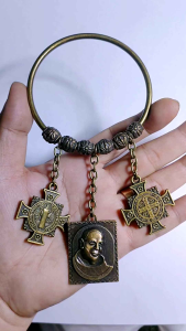 Religious St. Pio and St. Benedict Miraculous Medal in One Hanger Door Chimes Protection Against Evil.