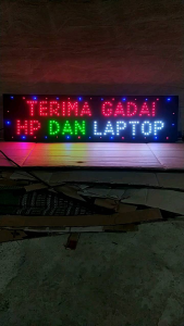 lampu led sign tulisan Terima gadai hp dan laptop