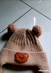 CAE - Topi Kupluk Anak 1-4 tahun Rajut Premium Bear Pompom Beanie Hat Import