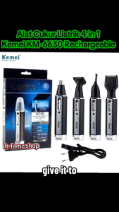 KEMEI - Alat Cukur 4 in 1 KM-6630 Pencukur Kumis Rambut Bulu Hidung Dan Alis Mata Original  - Rechargeable