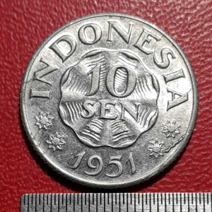 Koin Indonesia Koleksi kuno Jadul 10 sen Aluminium Tahun 1951