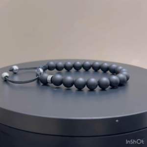 CW Manila - VESTA Bracelet - 8 mm Matte Onyx Stones with Hematite - Semi-Precious Stones Adjustable Bracelet