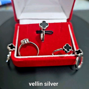 Cincin Perak Van Cleef Silver 925 Lapis Emas Putih