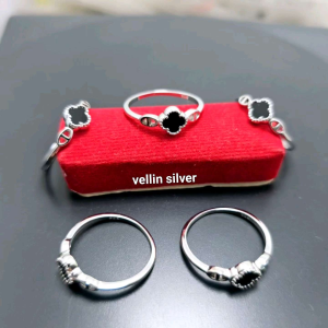 Cincin Silver Wanita Model Van cleef Perak 925 Lapis Emas Putih