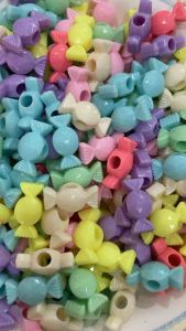 ลูกปัดลายทํอฟฟี่สีหวาน ขนาด 11*24 มิล (1 ถุงมี 20 เม็ด)