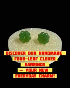 MFY Natural Ruby Four Leaf Clover Crystal Stud Lucky Charm Earrings for Women Blessed 1 Pair