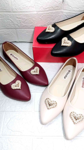 N3 Flatshoes Sepatu Balet Wanita Kekinian Elegan Love01