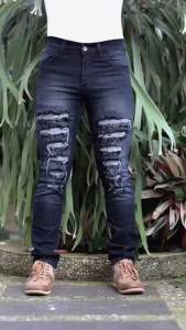 CELANA DISTRO PRIA JEANS PANJANG SOBEK RAWIS TAMBAL