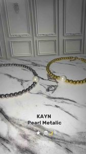 Kayn Pearl Metalic Beads Choker Necklace Kalung Manik Metalik Mutiara Kombinasi Handmade Fashion