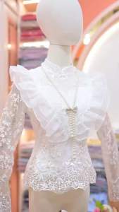 Sira Siri ชุดไทย เสื้อลูกไม้ปักลายดอก 3D แต่งระบาย เสริมฟองน้ำ ซับใน2ชั้นอย่างดี ใส่สบายไม่คัน