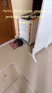 Ready Partisi sketsel screen penyekat pembatas ruangan lipat portable rotan sintetis