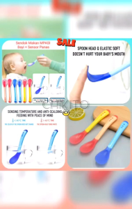 Alat Makan Bayi / Sendok Makan Bayi Silikon MPASI Sensor Panas