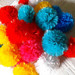 15 PCS [BUNGA PLASTIK KRESEK] BUNGA POMPOM DARI PLASTIK KRESEK BUNGA ARTIFICIAL