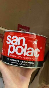 Dempul Sanpolac 1kg + Hardener Serbaguna / Dempul Plastik Besi Kaleng Besar / Sanpolak