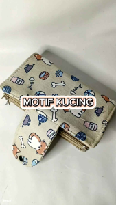 Dompet Disiplin Keuangan Motif Kucing Kombinasi Polos 6 Ruang Penyimpanan Mudah Simple Sederhana Multifungsi