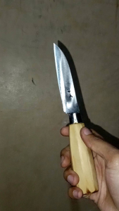 PISAU CAP GARPU PENDEK MINI 12 CM TANPA SARUNG SERANGKA BAHAN BAJA PER SEPUH ASLI BAROS BANTEN