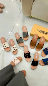 Sandal wanita kulit papirut garut model sol flat tinggi 3cm