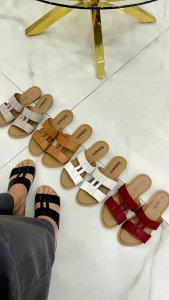 Sandal flat wanita kulit papirut garut model sol Aquila