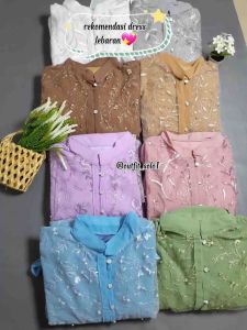 Gamis Dress Brukat Bordir Matt Ceruty Mix Crinkle Bordir Import / Gamis Brukat Wanita Terlaris