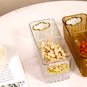 Kotak Penyimpanan Makanan / Tempat Kosmetik Bening Dengan Kotak Mini Tirisan