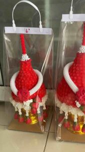 พานพุ่มสักการะ สีแดง เบอร์678 มีของพร้อมส่ง