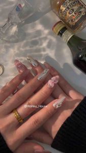 Pakai Kuku Handmade Penuh - Siri Bunga 7 - Dilengkapi dengan Kit Alat / 100% Handmade Wearable Nails - Flower Series 7 - Comes with Tool Kit