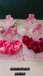 HAPPY VALENTINES Ballerina Gift Ideas Scrunchies with cute packaging and Opp Plastic Happy teachers day celebration multiple colors available