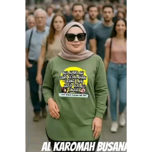 Kaos Semi Tunik Model Oval Wanita Lengan Panjang Motif Tulisan Hidup Singkat Kekinian