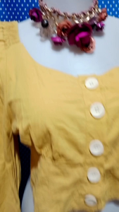 ATASAN WANITA BLOUSE CROP TOP KUNING (TAPAS FASHION)