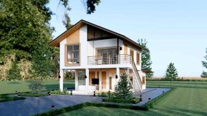 แบบบ้านจั่วมินิมอ 2 ชั้น