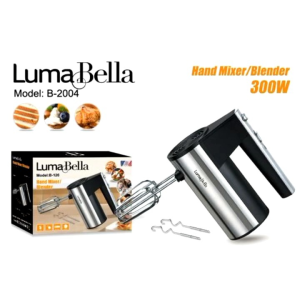 Luma Bella Hand Mixer/Blender 5 variable speed setting and extra turbo button one button switch eject design and fix stainless steel beaters convenient and safe to dismantle or clean the electric hand mixers 4 stainless steel attachment two dough hooks