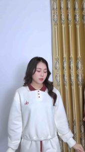 Set Bộ Nỉ 2 Da Bo Cổ Kèm Quần Suông Thêu Chữ Alo Có Túi Năng Động Phong Cách Hàn Quốc FREE SIZE