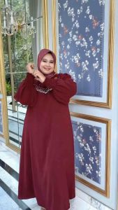 Luisa Dress- Gamis Jumbo LD 130 CM Variasi Payet Mutiara Crinkle Airflow Tebal