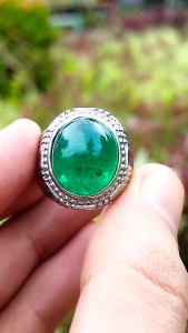 Cincin Batu Green Zamrud Zambia Natural